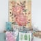 Designart - Pink Retro Flowers With Blue Leaves - Traditional Print on Natural Pine Wood